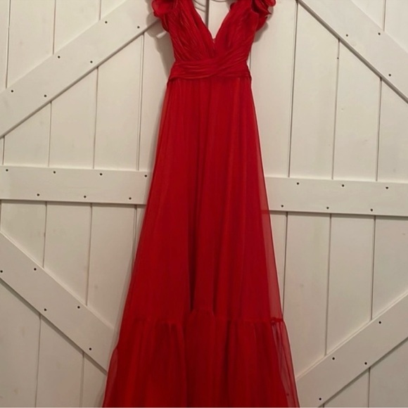 Mac Duggal  Rosette chiffon Empire waist gown - Picture 8 of 9